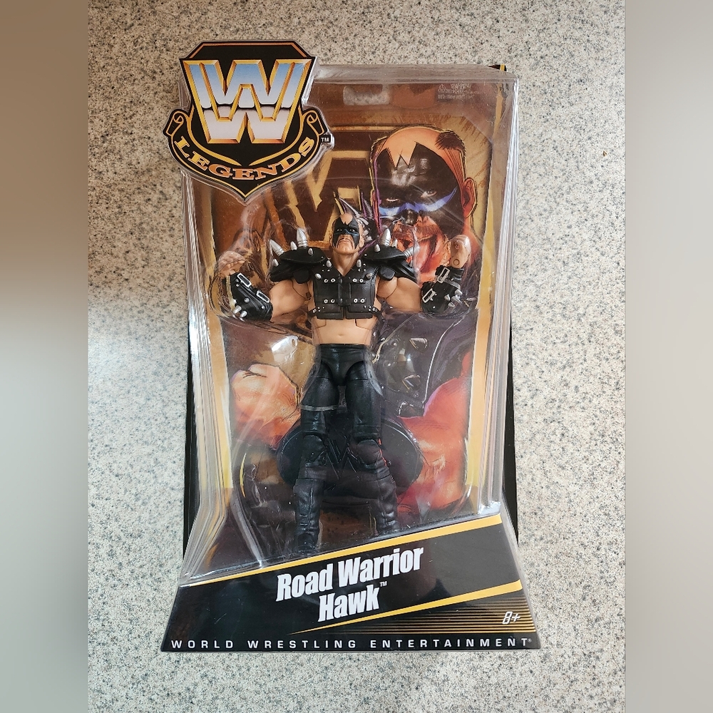 WWE Legends 1 Road Warrior Hawk Figure in Black and Silver - Picture 2 of 10